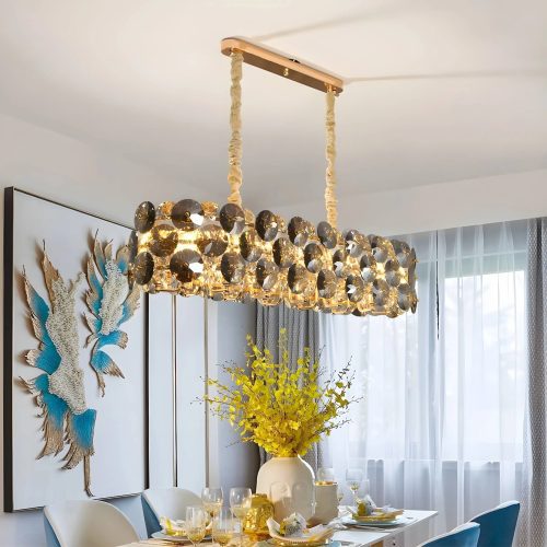 MIRODEMI Isola | Lux Smoky Gray/Cognac Crystal Chandelier for Home