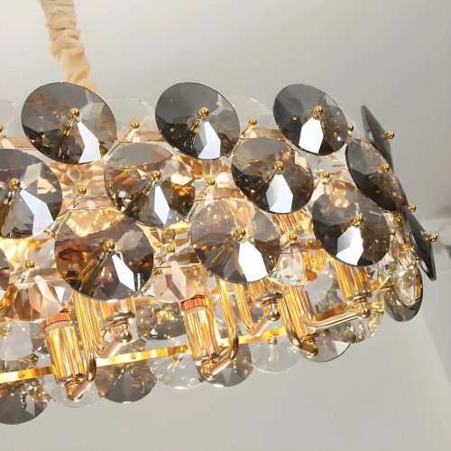 MIRODEMI Isola Luxury Smoky Gray Cognac Crystal Chandelier