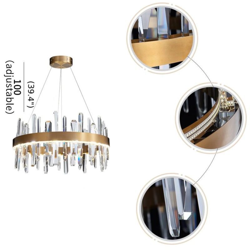 MIRODEMI Jodoigne Round Gold Crystal Chandelier