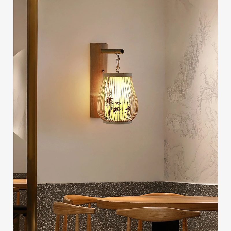 MIRODEMI Jona Elegant Japanese Bamboo Wall Lamp