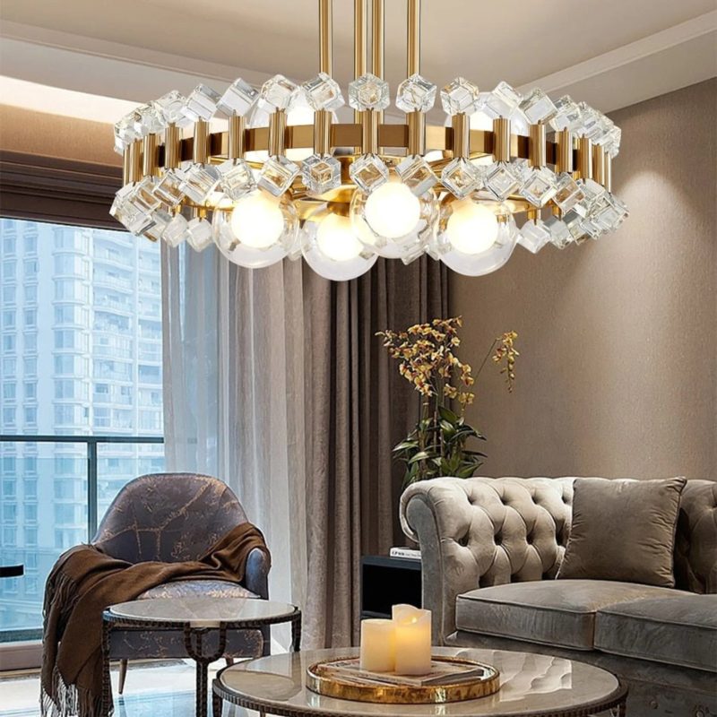 MIRODEMI Kloten Modern Drum Clear Crystal Chandelier