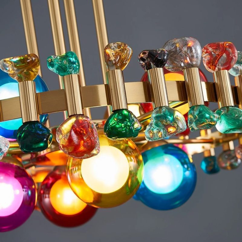 MIRODEMI Kloten Modern Drum Colorful Crystal Chandelier