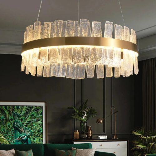 MIRODEMI® Kortrijk | Gold Glass Led Chandelier for Bedroom