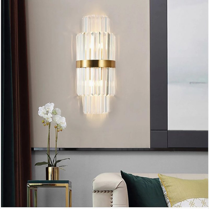 MIRODEMI® Kriens | Modern Crystal Wall Lamp for Bedroom | wall sconce | golden wall light