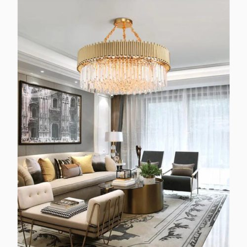 MIRODEMI La Neuveville Drum Crystal Chandelier for Bedroom