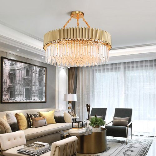 MIRODEMI La Neuveville Gold Crystal Chandelier for Bedroom