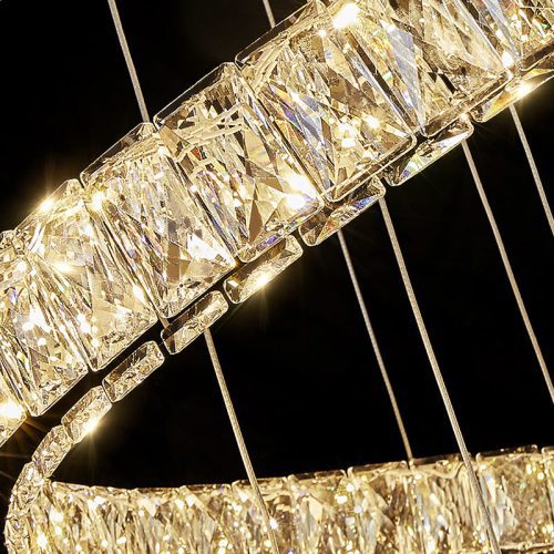 MIRODEMI La Penne Long Spiral Hanging Crystal Golden Chandelier Light Details