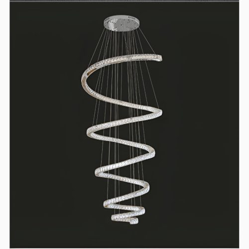 MIRODEMI La Penne Long Spiral Hanging Crystal Golden Chandelier for Home