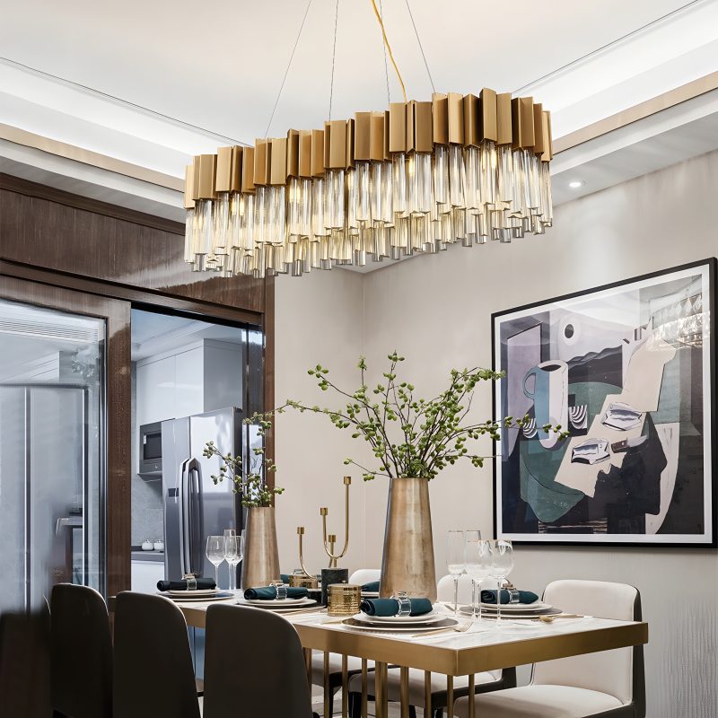 MIRODEMI Les Ferres Modern Gold Rectangle Chandelier