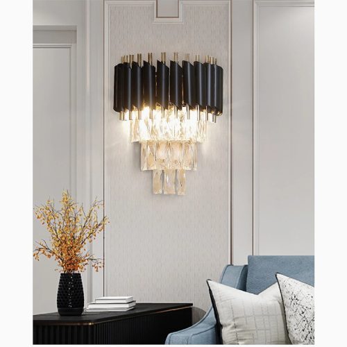 MIRODEMI Luceyran Designer Black Crystal LED Wall Lamp