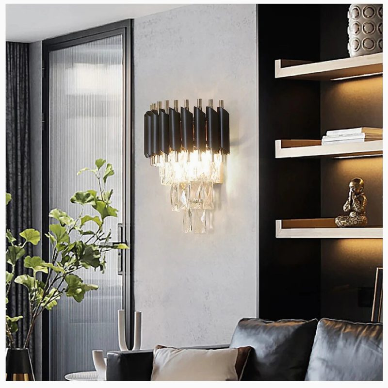 MIRODEMI Luceyran Elegant Black LED Crystal Wall Light