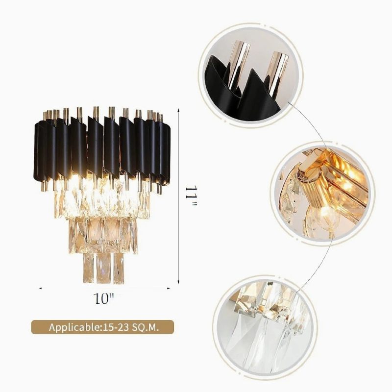 MIRODEMI Luceyran Luxurious Black LED Crystal Wall Sconce