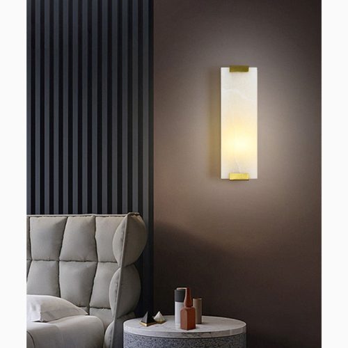 MIRODEMI Luxury Copper Marble Gold LED Wall Lamp for Living Room Bedroom Home Hall