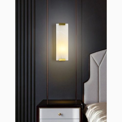 MIRODEMI Luxury Copper Marble LED Wall Lamp for Living Room Bedroom Hall