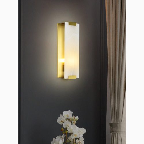 MIRODEMI Luxury Copper Marble LED Wall Lamp for Living Room Bedroom Home