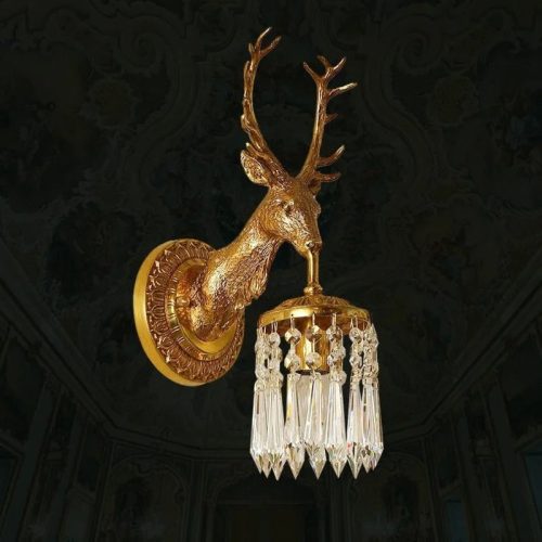 MIRODEMI Luxury Wall Lamp in the Shape of a Deer Head Gold for Living Room Bedroom Hall