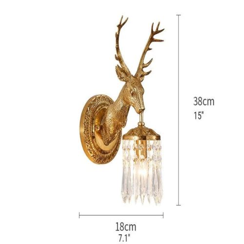 MIRODEMI Luxury Wall Lamp in the Shape of a Deer Head Gold for Living Room Bedroom Hall Details