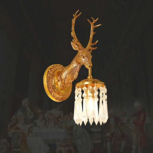 MIRODEMI Luxury Wall Lamp in the Shape of a Deer Head Gold for Living Room Bedroom Home