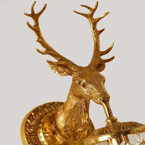 MIRODEMI Luxury Wall Lamp in the Shape of a Deer Head Gold for Living Room Bedroom Home Hall Details