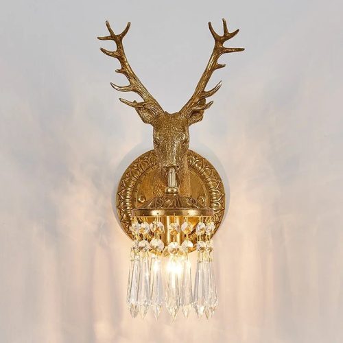 MIRODEMI Luxury Wall Lamp in the Shape of a Deer Head Gold for Living Room Home Hall