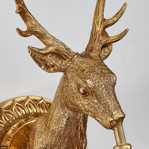 MIRODEMI Luxury Wall Lamp in the Shape of a Deer Head Gold for Room