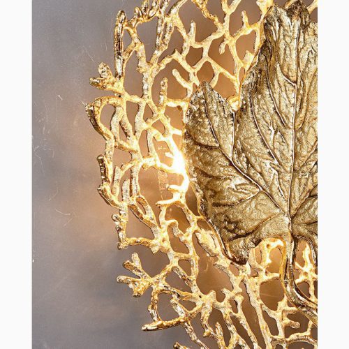 MIRODEMI Luxury Wall Lamp in the Shape of the Leaf Gold Living Room