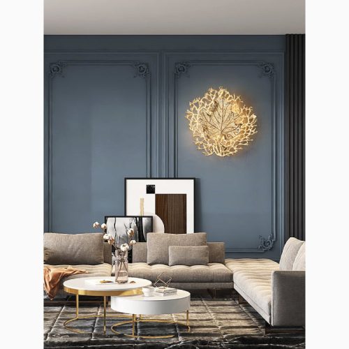 MIRODEMI Luxury Wall Lamp in the Shape of the Leaf Gold Living Room Bedroom Hall