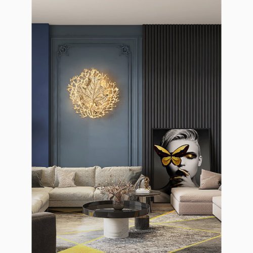 MIRODEMI Luxury Wall Lamp in the Shape of the Leaf Gold Living Room Bedroom Hall Home