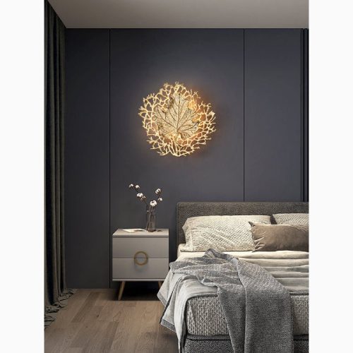 MIRODEMI Luxury Wall Lamp in the Shape of the Leaf Gold Living Room Bedroom Home