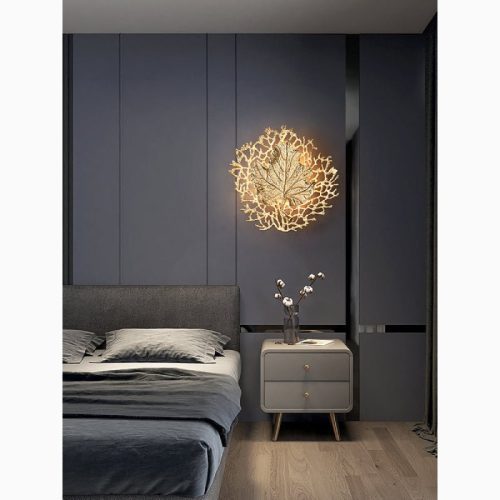 MIRODEMI Luxury Wall Lamp in the Shape of the Leaf Gold Living Room Hall Home