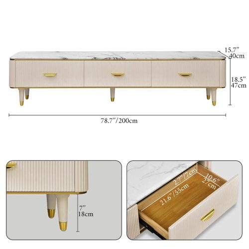 MIRODEMI Meuse White Marble TV Stand