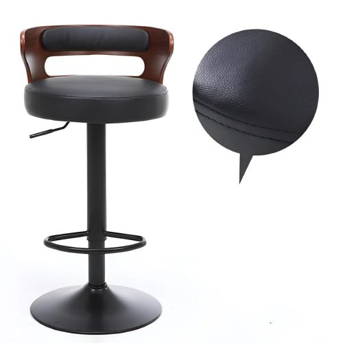 MIRODEMI® Minimalistic Black Leg Leather Bar Chair image | luxury furniture | bar 