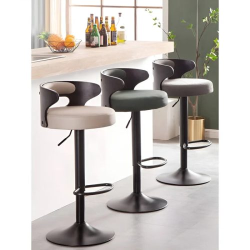 MIRODEMI Minimalistic Black Leg Leather Bar Chair image luxury furniture chairs stools