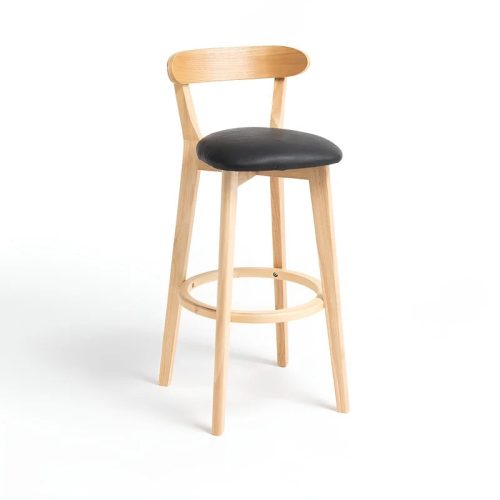 MIRODEMI® Minimalistic Nordic-Styled Bar Stool with Backrest Made of Solid Wood Color Details