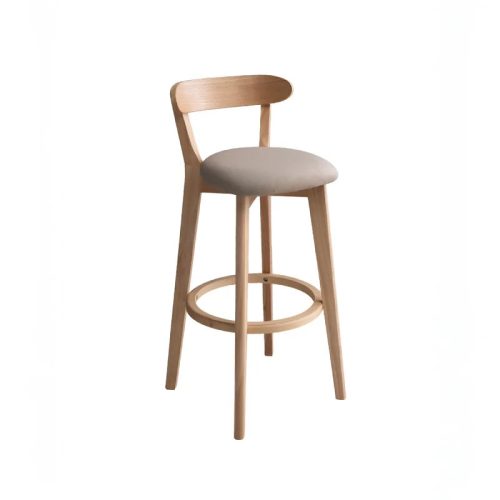 MIRODEMI® Minimalistic Nordic-Styled Bar Stool with Backrest Made of Solid Wood Color Details