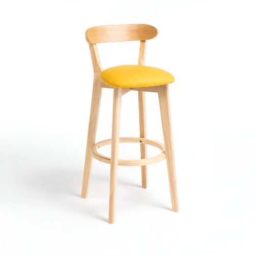 MIRODEMI Minimalistic Nordic Styled Bar Stool with Backrest Made of Solid Color