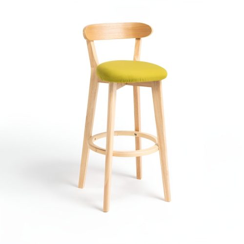 MIRODEMI® Minimalistic Nordic-Styled Bar Stool with Backrest Made of Solid Wood Color Details