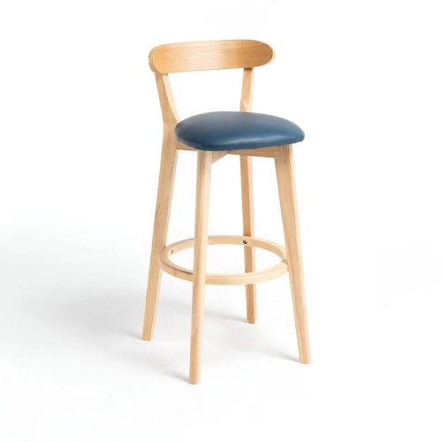 MIRODEMI® Minimalistic Nordic-Styled Bar Stool with Backrest Made of Solid Wood Color Details