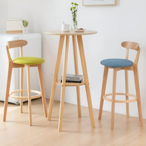 MIRODEMI Minimalistic Nordic Styled Bar Stool with Backrest Made of Solid Wood image luxury furniture