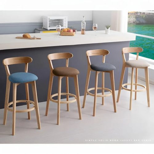 MIRODEMI Minimalistic Nordic Styled Bar Stool with Backrest Made of Solid Wood image luxury furniture stools