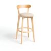 MIRODEMI® Minimalistic Nordic-Styled Bar Stool with Backrest Made of Solid Wood Color Details