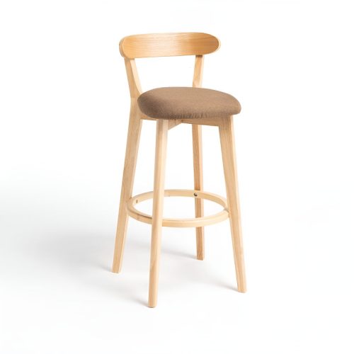 MIRODEMI® Minimalistic Nordic-Styled Bar Stool with Backrest Made of Solid Wood Color Details