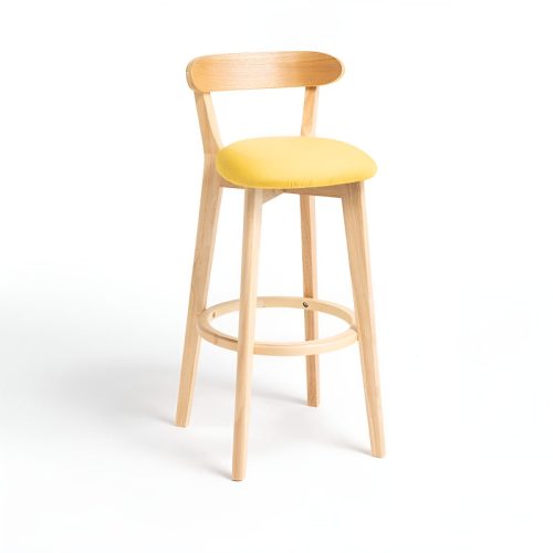 MIRODEMI® Minimalistic Nordic-Styled Bar Stool with Backrest Made of Solid Wood Color Details