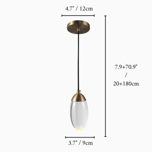 MIRODEMI Modern Copper Crystal Pendant Light Luxury LED Lamp for Living Room