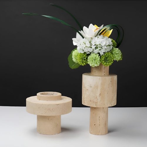 MIRODEMI Modern Creative Travertine Vase For Living Room Dining Room Bedroom Kitchen Island Lobby Home