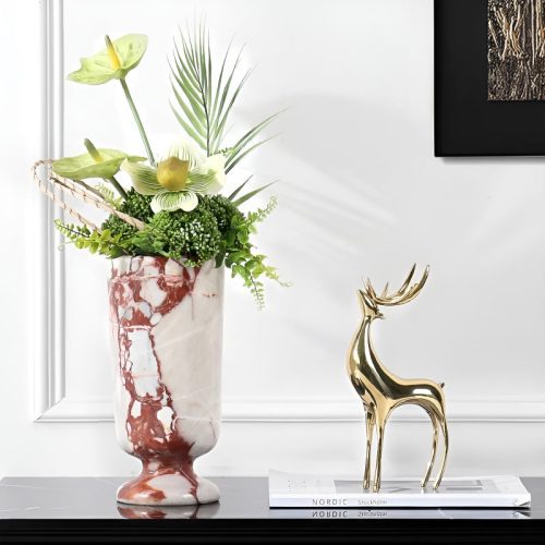 MIRODEMI Modern Marble Luxury Flower Vase For Living Room Dining Room Bedroom Kitchen Island Bar Home