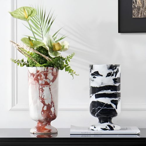 MIRODEMI Modern Marble Luxury Flower Vase For Living Room Dining Room Bedroom Kitchen Island Lobby Bar Home