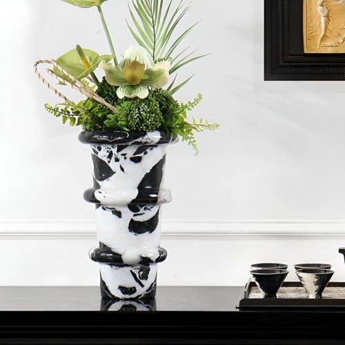 MIRODEMI Modern Marble Luxury Flower Vase For Living Room Dining Room Bedroom Kitchen Island Lobby Home