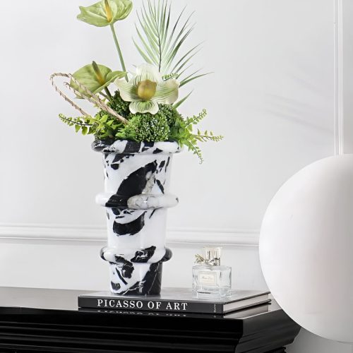 MIRODEMI Modern Marble Luxury Flower Vase For Living Room Dining Room Bedroom Kitchen Lobby Bar Home