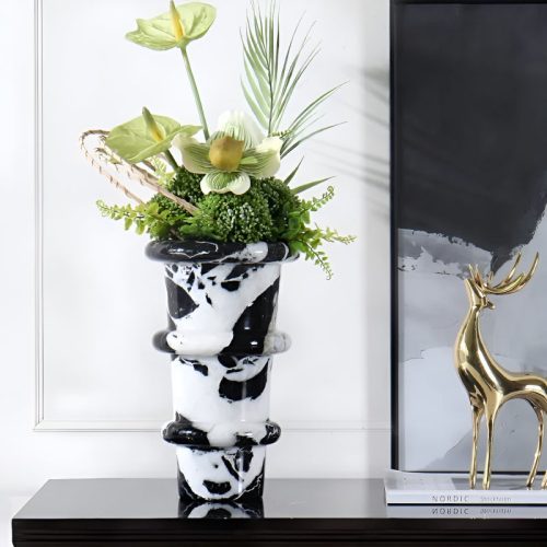 MIRODEMI Modern Marble Luxury Flower Vase For Living Room Dining Room Bedroom Lobby Bar Home